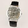 New Men's Black Leather Luxury Skeleton Dial Hand-Wind Up Mechanical Wrist Watch