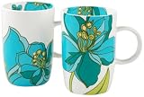 Zoti Set of Two Blue Fine Bone China 350ml Mugs