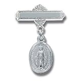 Sterling Silver Christening Baptism Baby Infant Pins Godchild Religious Mary Angel