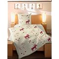 Fein Biber Bettw�sche 2tlg. 135x200 in natur rot