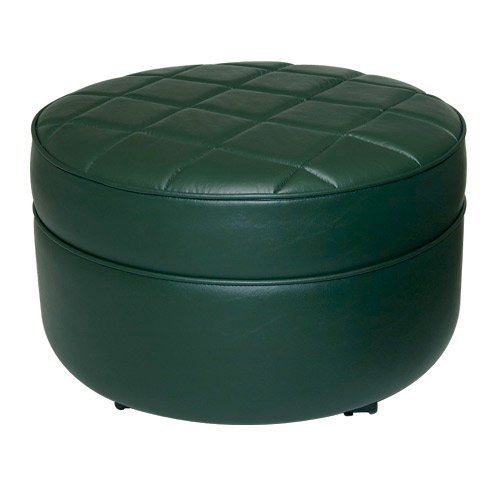 Zoe Round Quilt Top Faux Leather Ottoman Color - Navy
