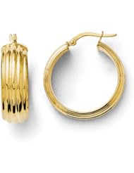 14k Yellow gold Leslies Polished and Textured Hinged Hoop Earring