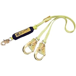 DBI/Sala 1240416 100 percent Tie-Off Shock Absorbing Web Lanyard with Rebar Hooks, Yellow