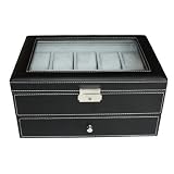 Elegant 20 Piece Black Leatherette Watch Display and Storage Box