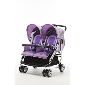 purple double stroller