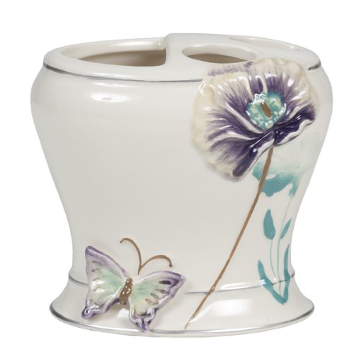GARDEN GATE TOOTHBRUSH HOLDER CERAMIC LILAC