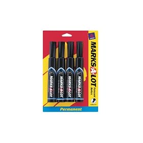 Avery Marks-A-Lot Chisel Tip Permanent Marker Set, Black, Pack of 4 (7903)