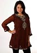 Anarkali Style Kurti with contrast colored patchwork and embroidery - Kurti / Tunic