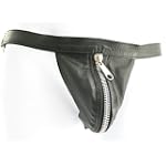 Heart 2 Heart Jock Strap Leather with Zipper, Black, Medium
