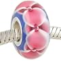 Murano Style Glass Rosy Ring on Cobalt .925 Silver Core European Bead Charm