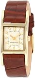 Nine West Women's NW1178SVBN Gold-Tone White Dial Brown Strap Watch