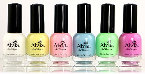 Alvia Pastel Macaron Nail Polish Set (12 Colors Professional Quality and Quick Dry) 15ml 0.5fl Each
