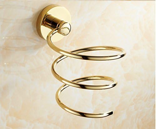 Zonstyle Premium Copper Hair Blow Dryer Spiral Holder Rack Wall Mount Storage Organizer Hanger &amp; Bathroom Accessories-gold