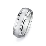 14k White Gold Custom Made 75 Mm Comfort Fit Dome Wedding Band W Beveled Edges Brushed Satin Stripe Center Size Z4