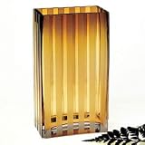 AMBER STRIPED CRYSTAL VASE