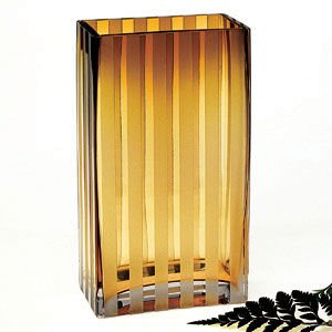 STRIPE AMBER VASE - AMBER STRIPED CRYSTAL VASE - vase