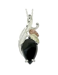 Black Hills Gold by Coleman Pear Onyx Sterling Silver Necklace