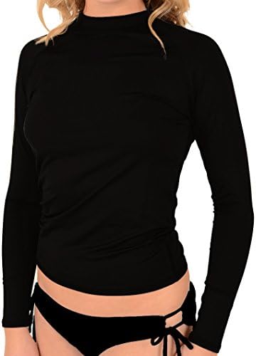 Sunshine Zone Womens Solid L/S Rashguard (Black, Medium)