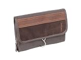 Greenland Oilskin Kulturbeutel / Kulturtasche braun mit Leder