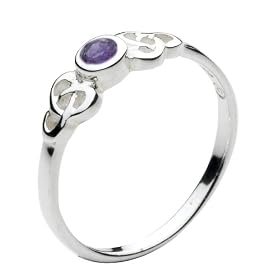 Heritage Sterling Silver Celtic Amethyst Round Stone Ring 1208AME