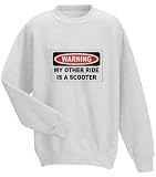 WARNING MY OTHER RIDE IS A SCOOTER Adult Sweatshirt (Crewneck) WHITE 5X
