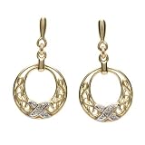 14k Gold and Diamond Celtic Knot Drop Earrings - CLEARANCE - Made in Ireland