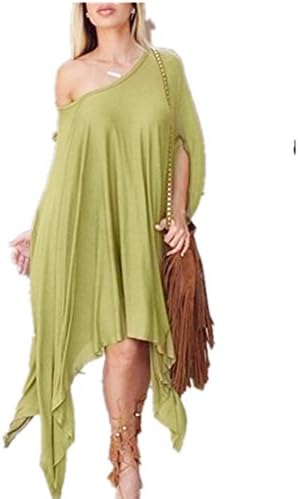 Ashmaq Womens Poncho Cap Sleeve Drapes Oversized Loose Maxi Tops Shirt Blouse Dress