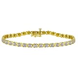 10k Yellow Gold Diamond Tennis Bracelet (1 cttw, J-K Color, I3 Clarity), 7 1/4