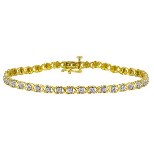 10k Yellow Gold Diamond Tennis Bracelet (1 cttw, J-K Color, I3 Clarity), 7 1/4