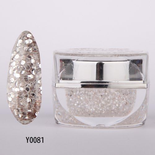 nail_world365 20ML 0.8OZ High Quality Soak Off UV Gel Shiny Colors Glitter Powder Nail Art Builder Gel 081