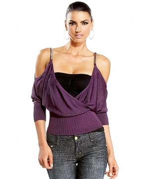 bebe.com : Studded Strap Open Shoulder Sweater from bebe.com
