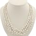 Handmade Multistrand White Pearl Necklace With Silver Flower Beads
