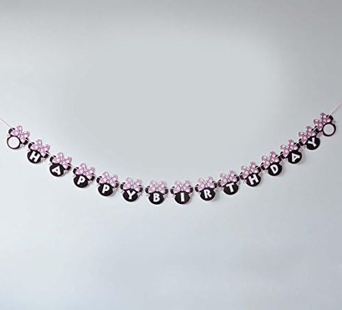 Pink Party Banner Hanging Garland Decorations Minnie Mouse Party Supplies Girls Birthday Decorations