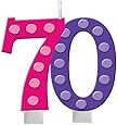 Creative Converting Bright and Bold 70th Birthday Molded Numeral Cake Candle
