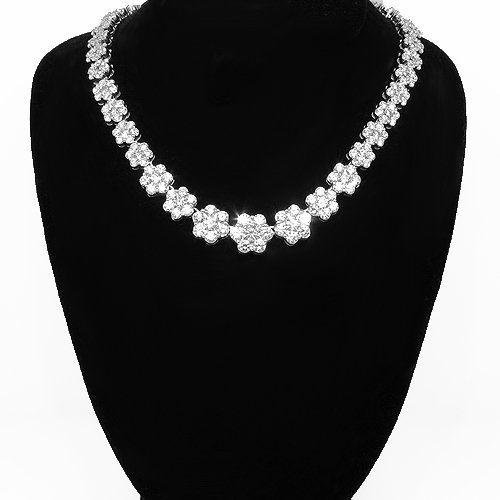 14K White Gold Womens Diamond Necklace 21.00 