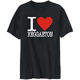 T-Shirt Mens Black  I LOVE Reggaeton  Music