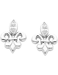 Pair of 14K White Gold Diamond Fleur-de-Lis Earrings - 0.30 Ct. -- LIFETIME WARRANTY