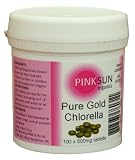 PINK SUN Pure Chlorella Gold 100 x 500 mg Broken Cell Wall Organically Grown Chlorella Tablets - detoxification cleansing and healing