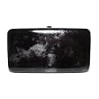 Midnight Black and Gray Marbled Patent Leather Hard Case Wallet