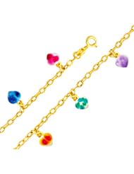 14K Yellow Gold Heart Enamel Baby Bracelet with Spring-ring Clasp - 6" Inches