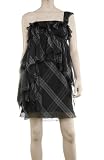 SILK PLAID RUFFLED DRESS