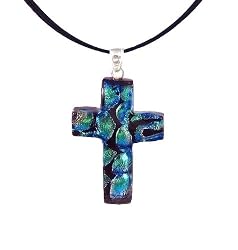Pendant - XP-62 - Genuine Handmade Dichroic Glass ~ .925 Sterling Silver