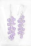Sterling Silver Swarovski Crystals Cluster Drop Earrings, Violet