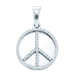 Sterling Silver Diamond Fashion Pendant Shaped Into A Peace Sign With 0.25 Carat Diamond Front Sterling Silver Diamond Fashion Pendant Shaped Into A Peace Sign With 0.25 Carat Diamond Front
