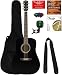 Fender Squier Dreadnought Acoustic Guitar - Black Bundle with Fender Play Online Lessons, Gig Bag, Tuner, Strings, Strap, Picks, and Austin Bazaar Instructional DVD