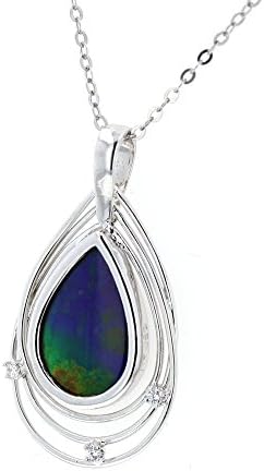 Ammolite Pendant, Silver &amp; Cubic Zirconia Ammolite Pendant with 18" Sterling-silver Chain