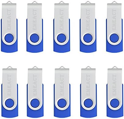 USB Flash Drive EMEACT 2GB 10 Pack Flash Drive Swivel Design USB 2.0 Stick in Blue FD001