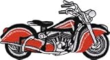 Novelty Iron on Patch - Motorcycles Vintage Red & Black Bike