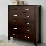 Abbyson Capri 5 Drawer Chest in Cappuccino Finish
