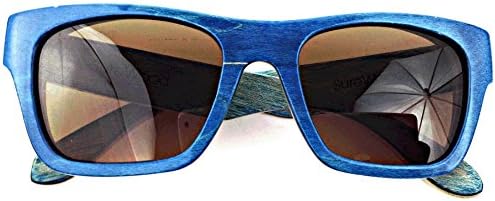 Wayfarer Wood Sunglasses Blue Stained Wooden Frame with Bamboo Case Surewood